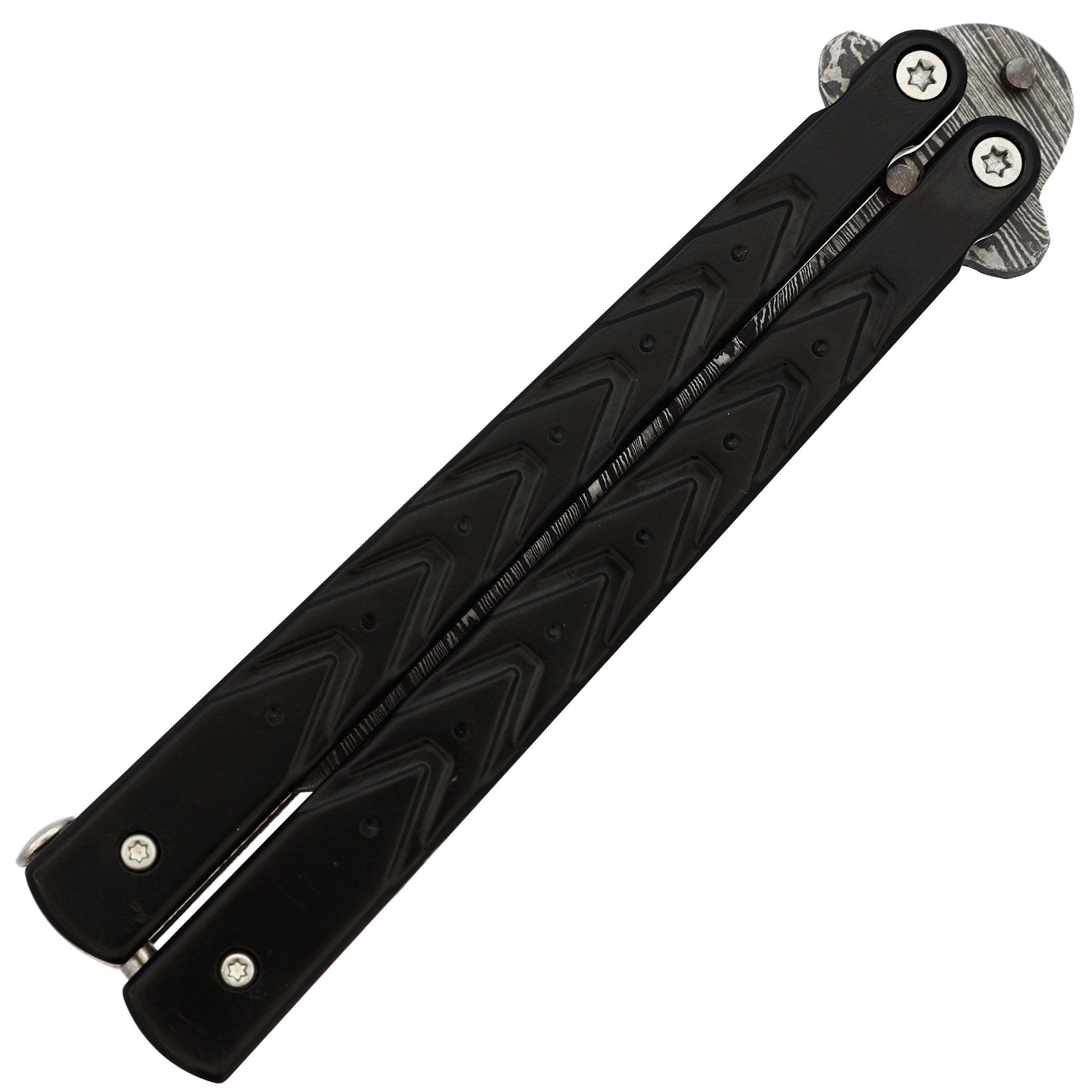 47D2 Black Butterfly Balisong Knife with Hard ABS Sheath Tanto Point Blade-img-3